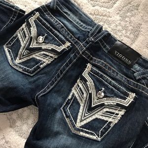 SOLD. White Embroidered Vigoss Jeans